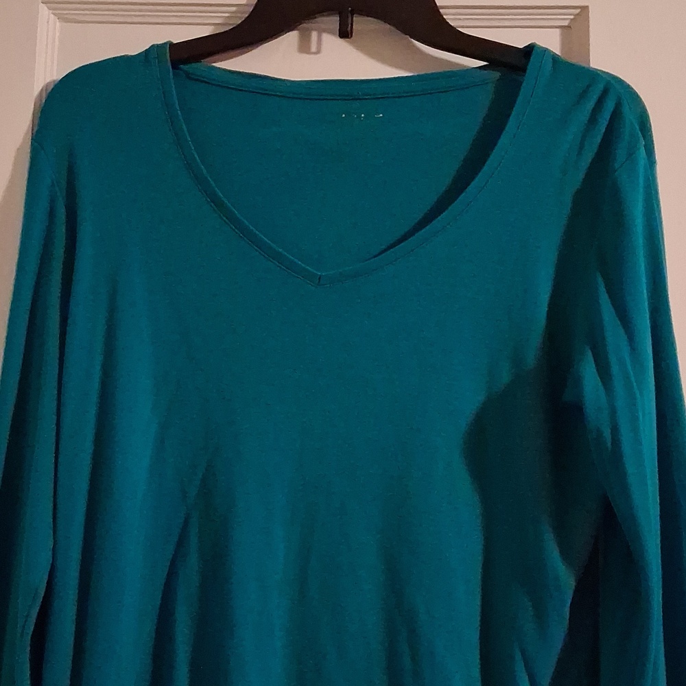 a.n.a Teal V-Neck Long Sleeve Top - Picture 4 of 6
